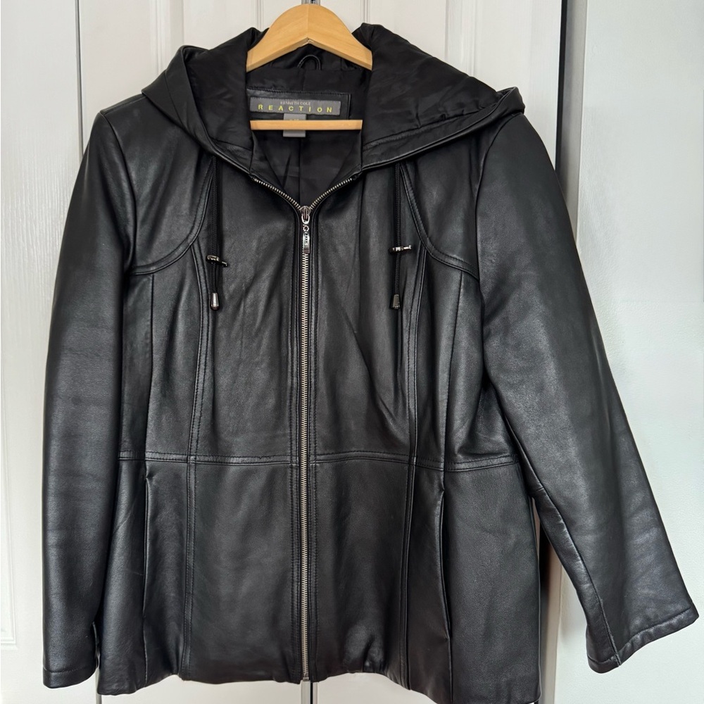 Kenneth Cole Reaction Black Leather Jacket
